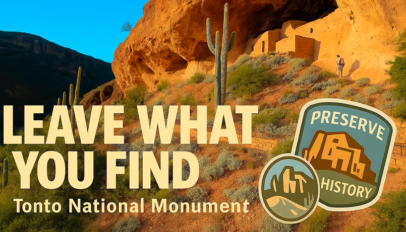 Tonto National Monument desert landscape with ancient cliff dwellings and cactus